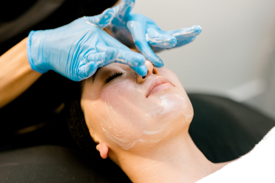 patient receiving facial treatment